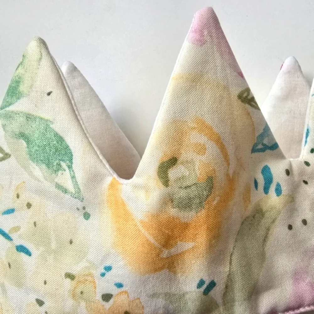 NEW Handmade Cotton Floral Print Fabric Baby Girl Birthday Crown